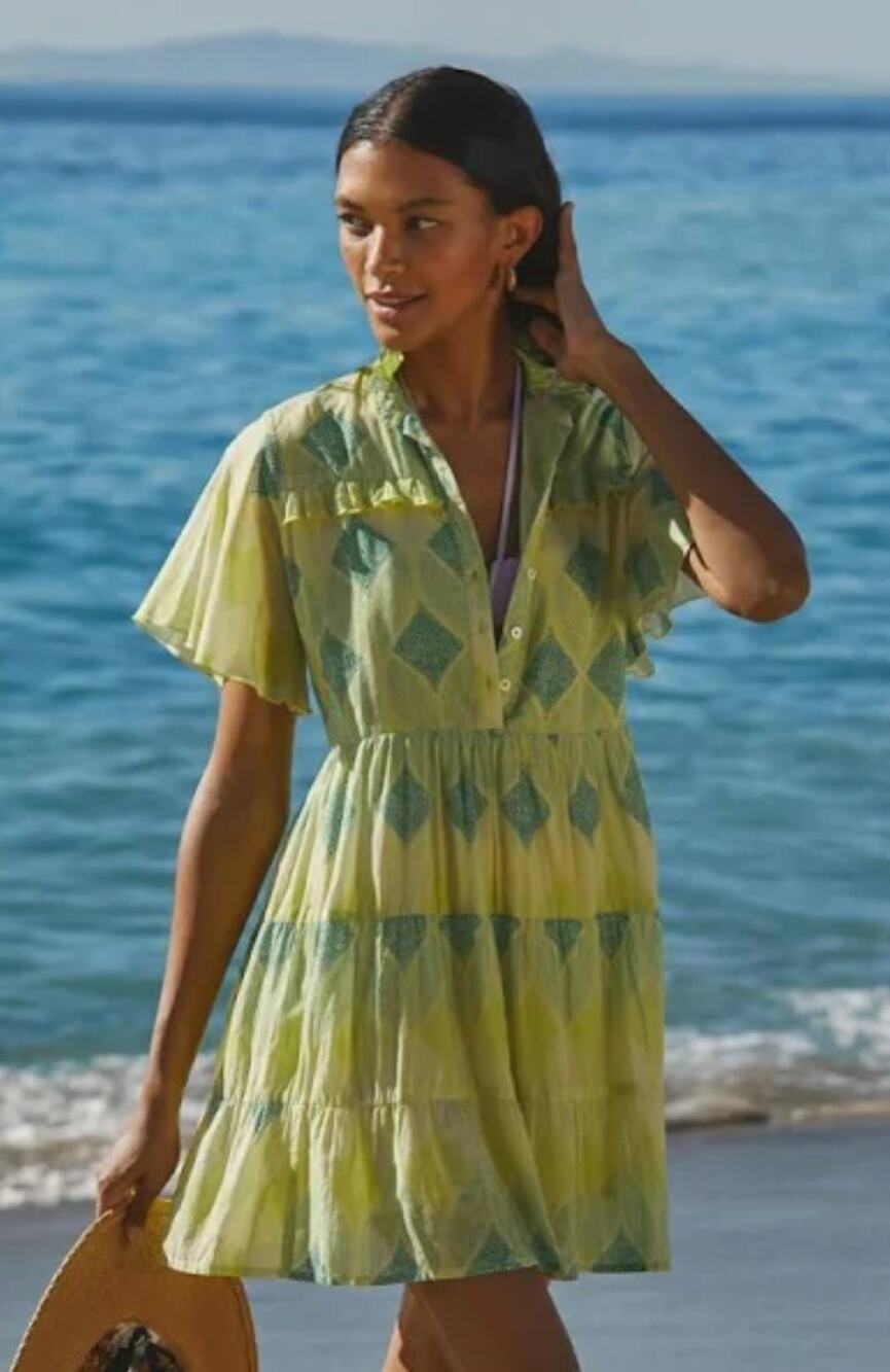 NWT Anthropologie Ro's Garden Vibeka Ruffle Mini Dress - Large - Picture 1 of 5